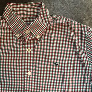 Vineyard Vines Boys Button Down Collar Shirt. Christmas Checkered. XL (18)